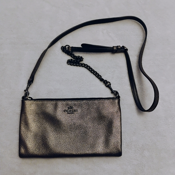 Coach Handbags - Coach Gold Metallic Leather Kylie Crossbody Bag